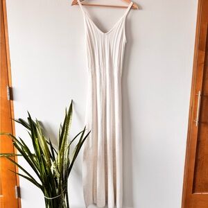 Moon River Sleeveless White Knit Lined Maxi Dress